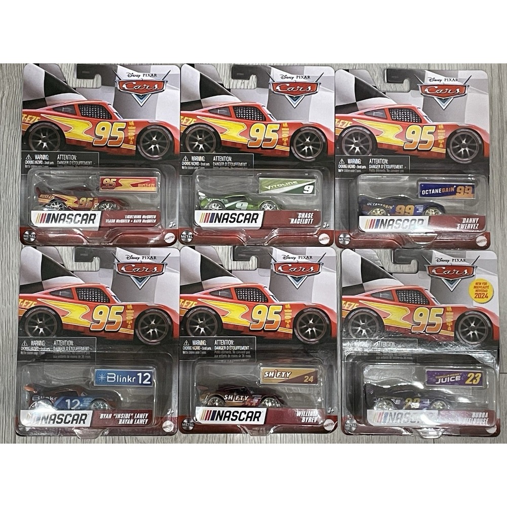 NEW Set of 6 NASCAR Edition Disney Pixar - Cars - McQueen Bobba Danny Chase